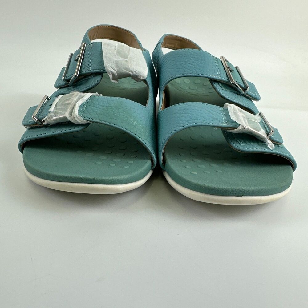Vionic Albie Sandal Slingback Buckles Teal Blue Leather Comfort Womens 8.5 Wide - Picture 4 of 16